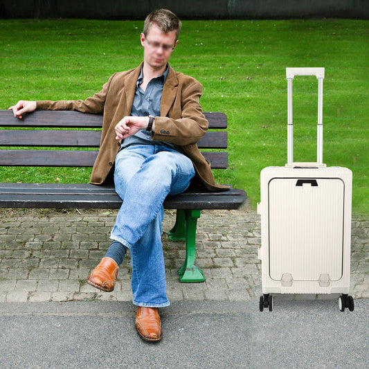 20" Front Open Multifunctional Rolling Suitcase